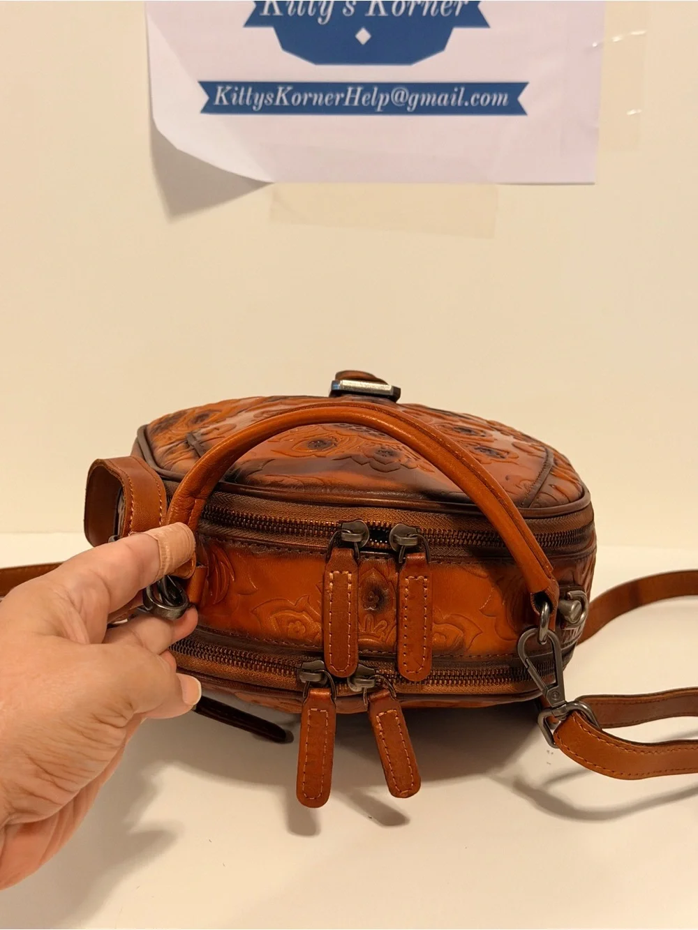 NWOT IVTG Embossed Leather Crossbody Backpack